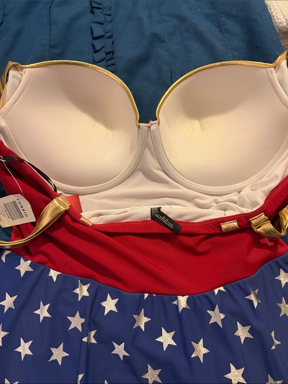 torrid Red, Gold & Blue Star Skirted Swimdress - Picture 13 of 13